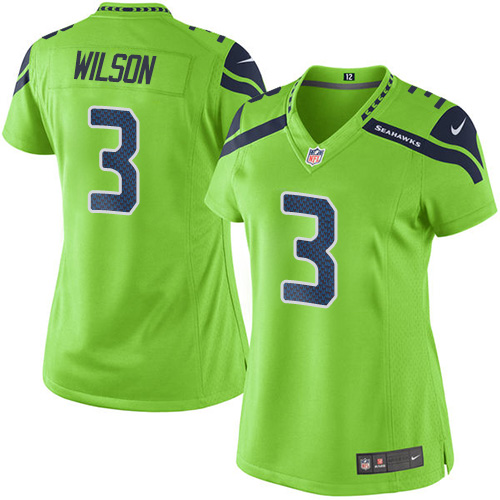 Women's Elite Russell Wilson Nike Jersey Green - #3 Rush NFL Seattle Seahawks